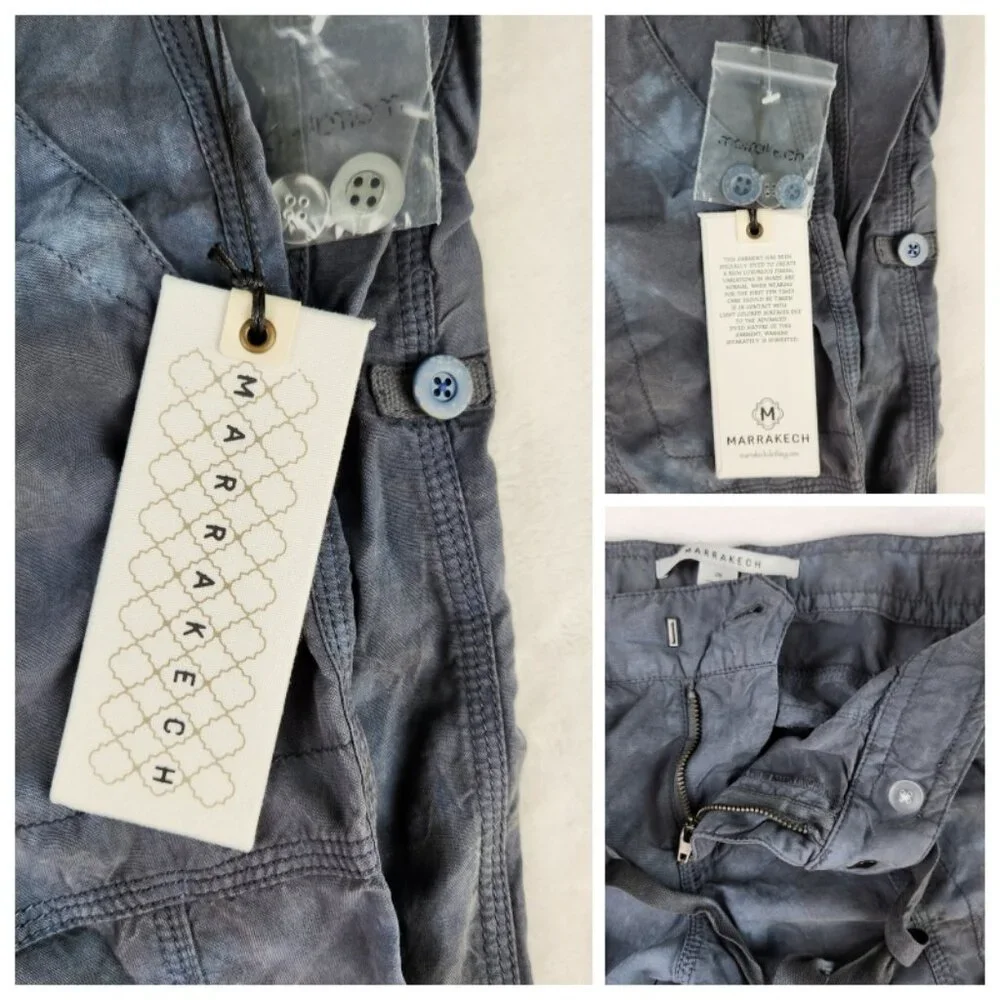 Marrakech Blue Gray Charlotte Roll Tab Tencil Pants Anthropologie - Picture 7 of 11